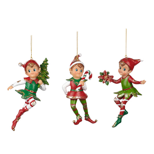 Santa's Helper Elf Hanging Ornament 3 Assortments 14.5cm - 1 Piece (TR 22411)