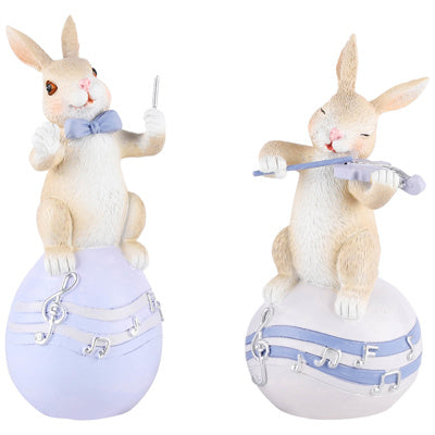 Easter Bunny Musician on Lilac Egg 15cm - 2 assortments