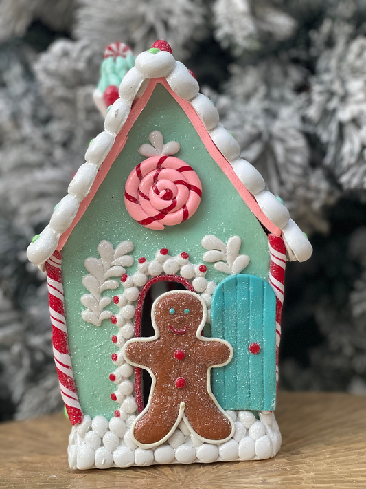Gingerbread Candy House in Pastel Colours with LED
