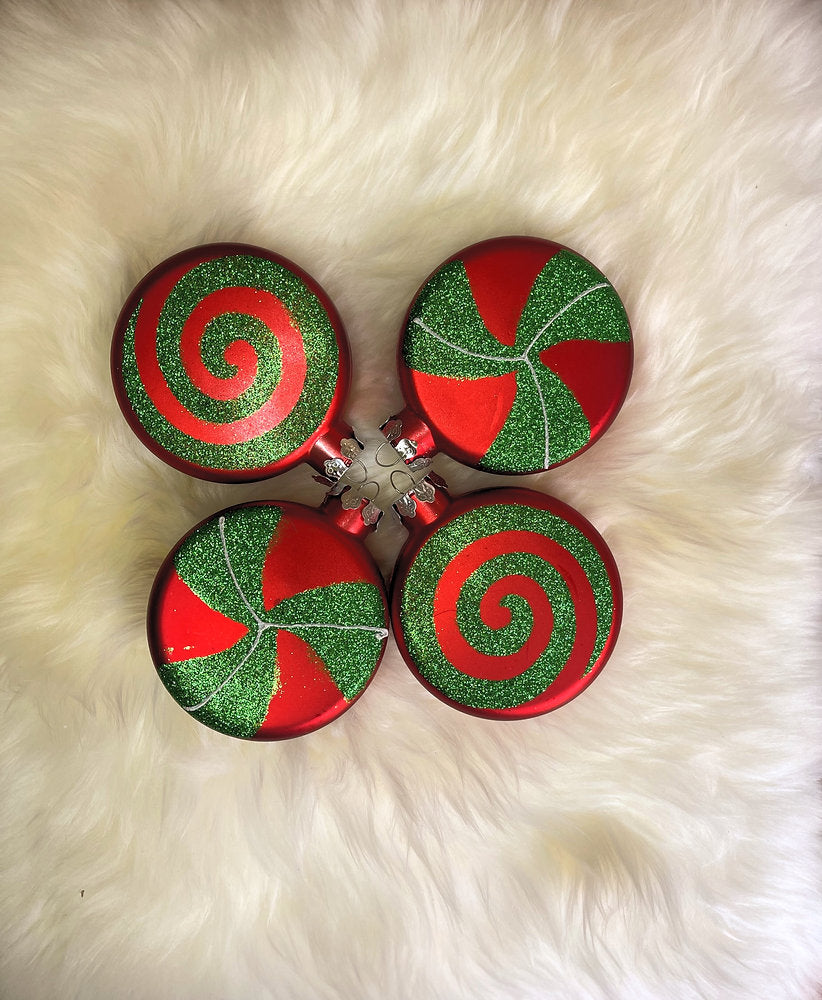 Red & Green Peppermints Candy Ornaments Pack of 4 (7784641528056)