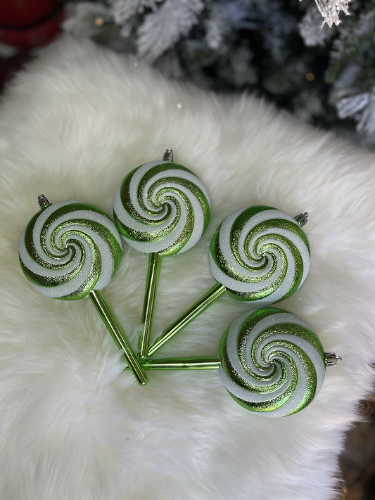 White & Green Lollipop Christmas Ornament 4-Pack (7784638906616)