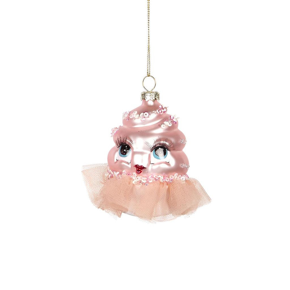 Glass Candy Ballet Cupcake Christmas Ornament Pink 10cm (7785340862712)