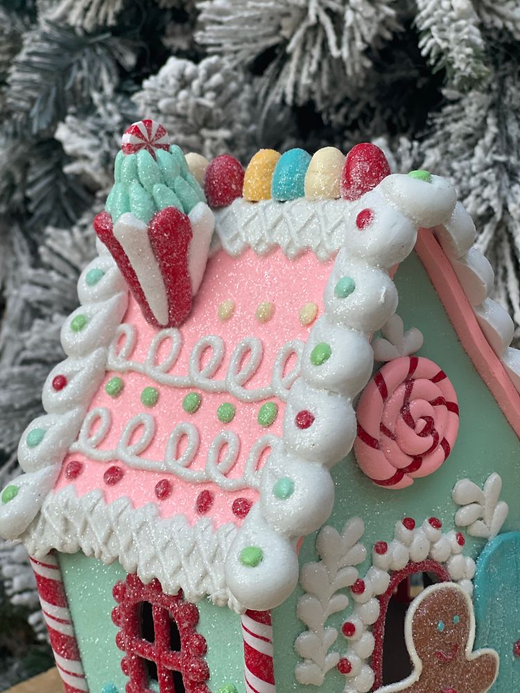 Gingerbread Candy House in Pastel Colours with LED