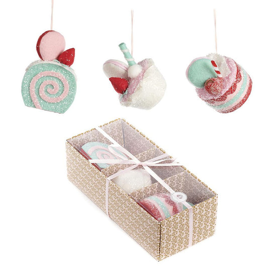 Felt Cupcake/Pie Christmas Ornaments Box of 3 (7785339945208)