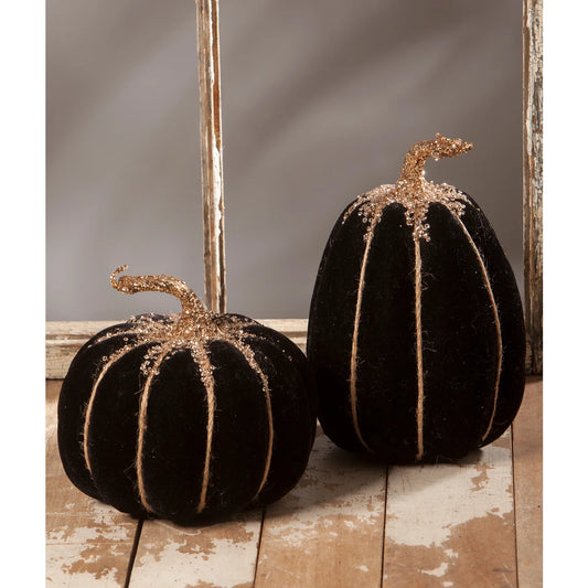 Bethany Lowe Black Velvet Pumpkin Set of 2 (7783481671928)