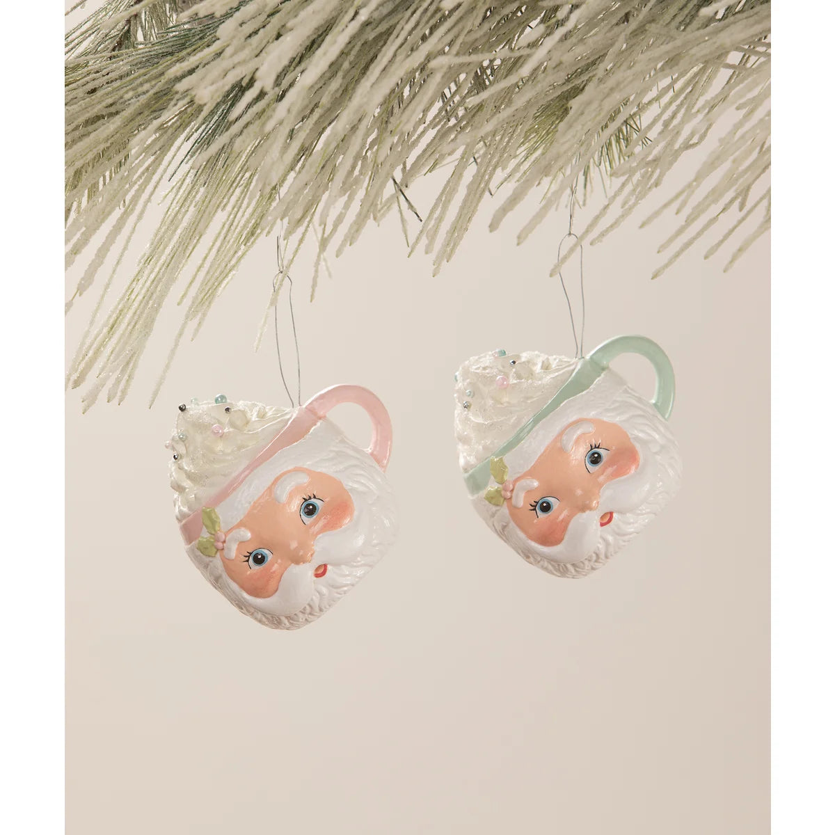 TF1238 - Pastel Santa Head Mug Ornament Set of 2